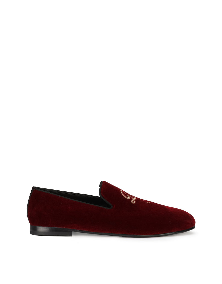 Velvet loafer with logo