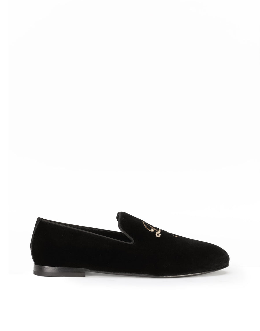 Velvet loafer with logo