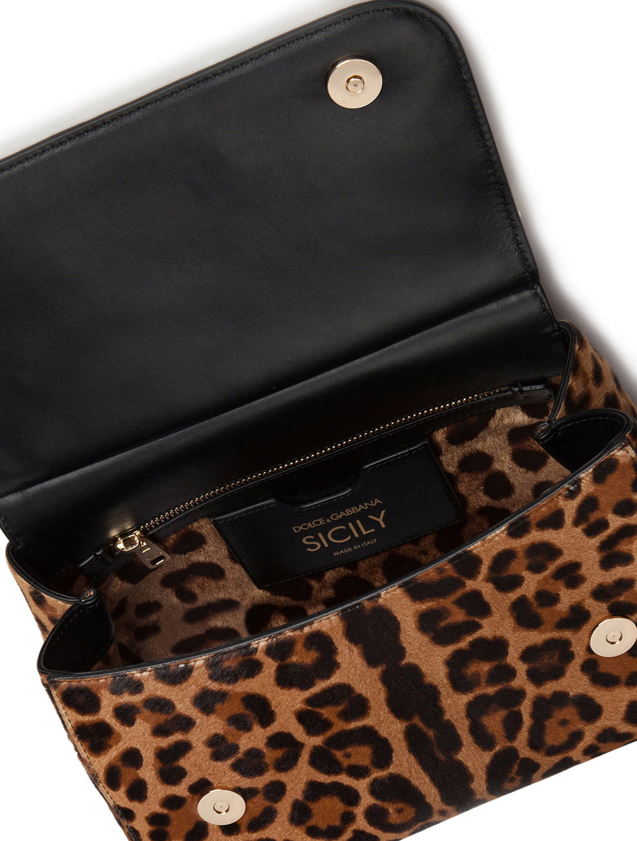 LARGE SICILY BAG IN EMBROIDERED LEOPARD-PRINT PONY HAIR