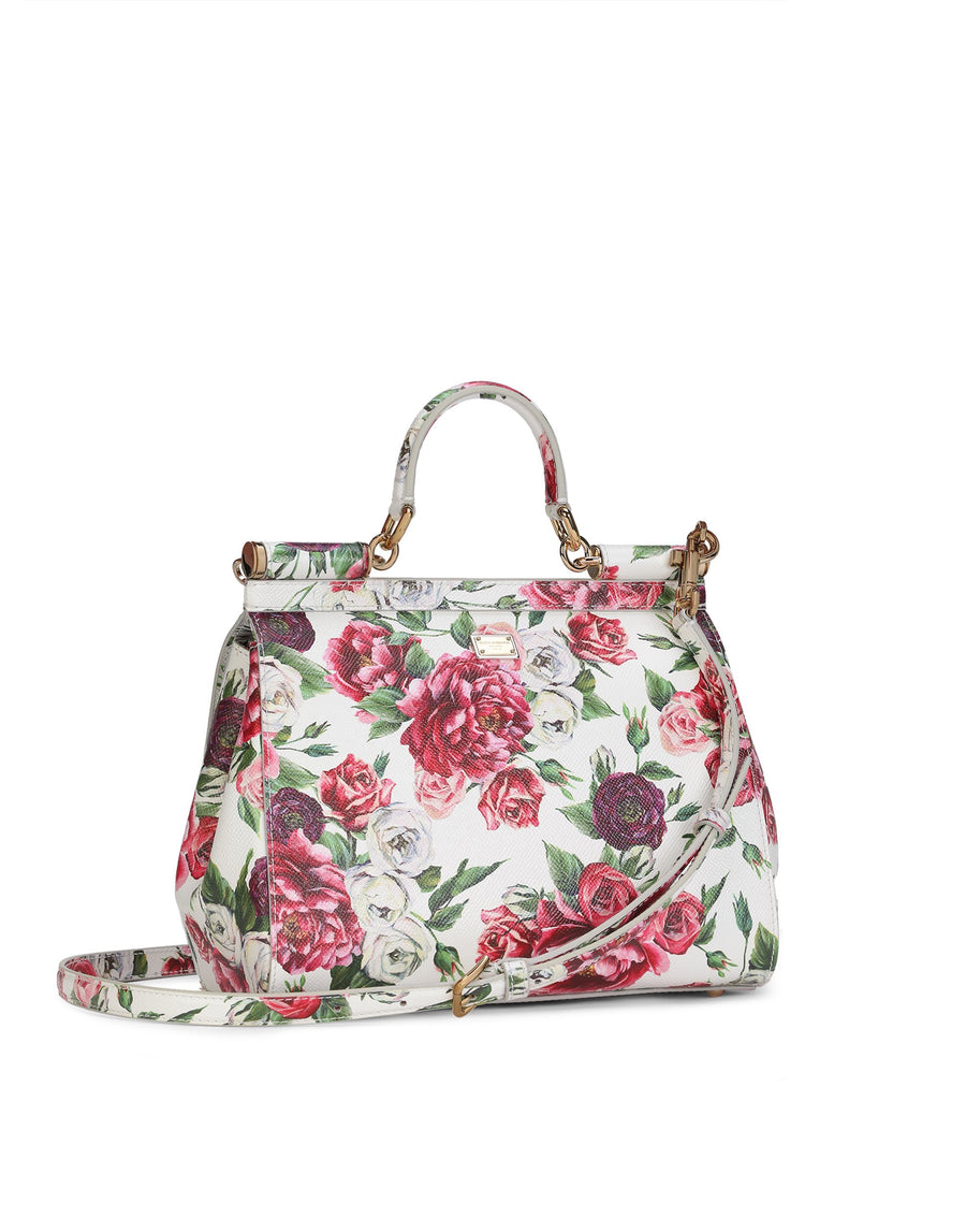 Handbag all-over peonies print