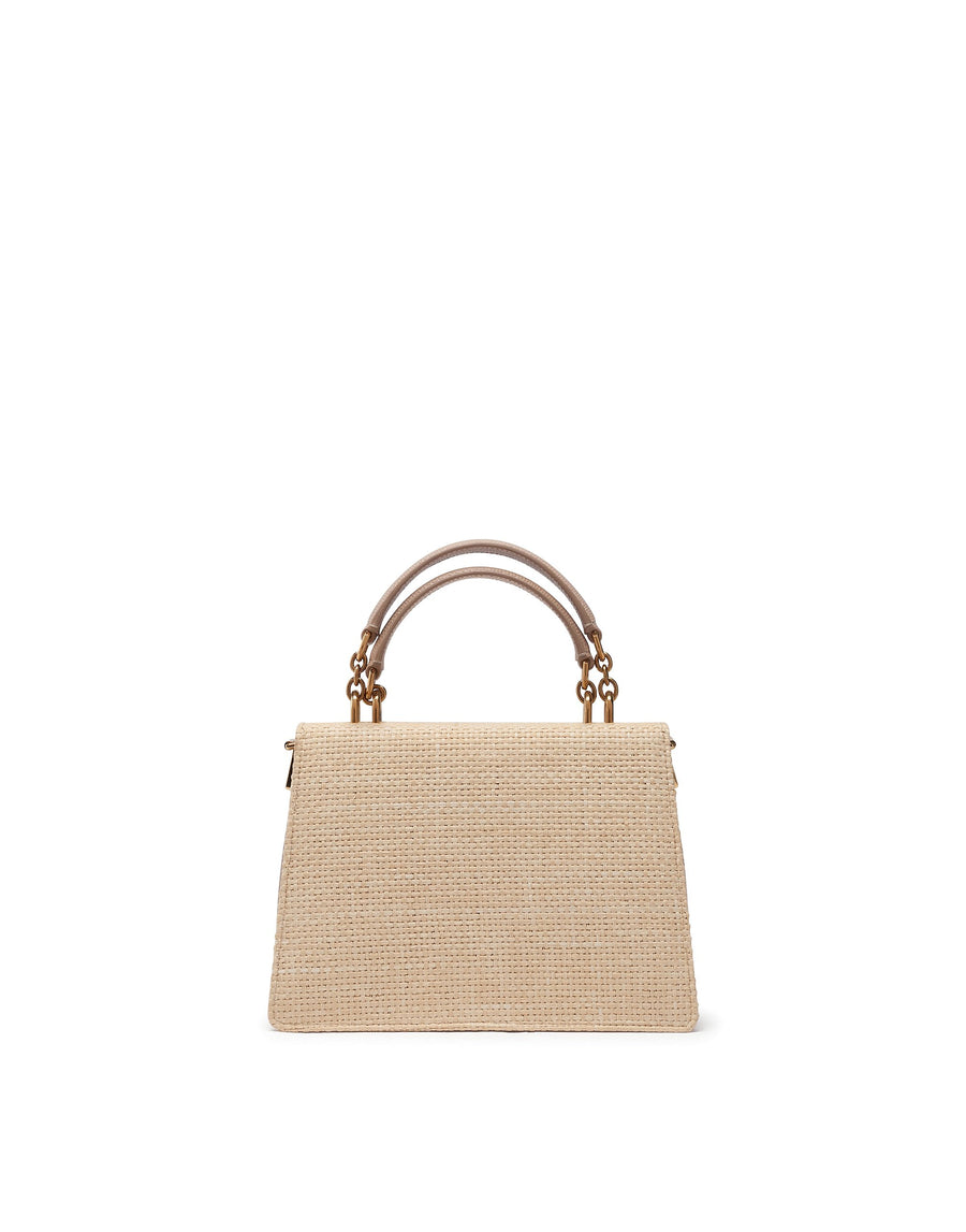 Raffia mini bag with floral embroidery