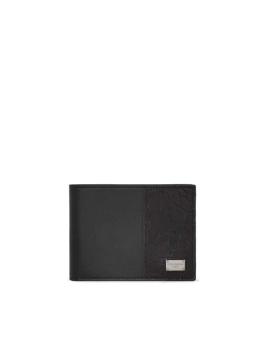 Bifold wallet with croc print