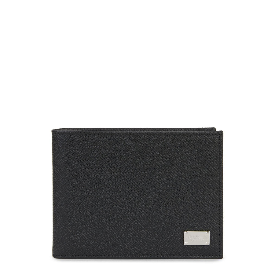 Rectangular Wallet In External Black Hammered Leather