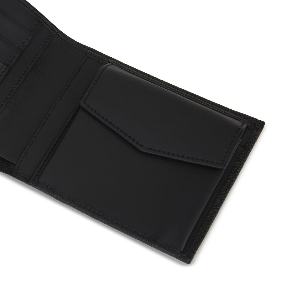 Rectangular Wallet In External Black Hammered Leather