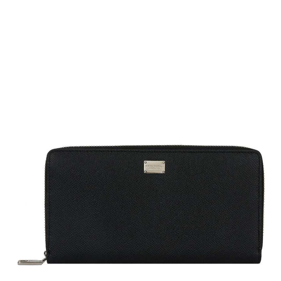 Wallet In Solid-Coloured Calf Leather With Metallic Effect