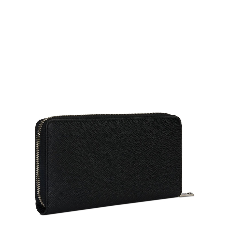 Wallet In Solid-Coloured Calf Leather With Metallic Effect