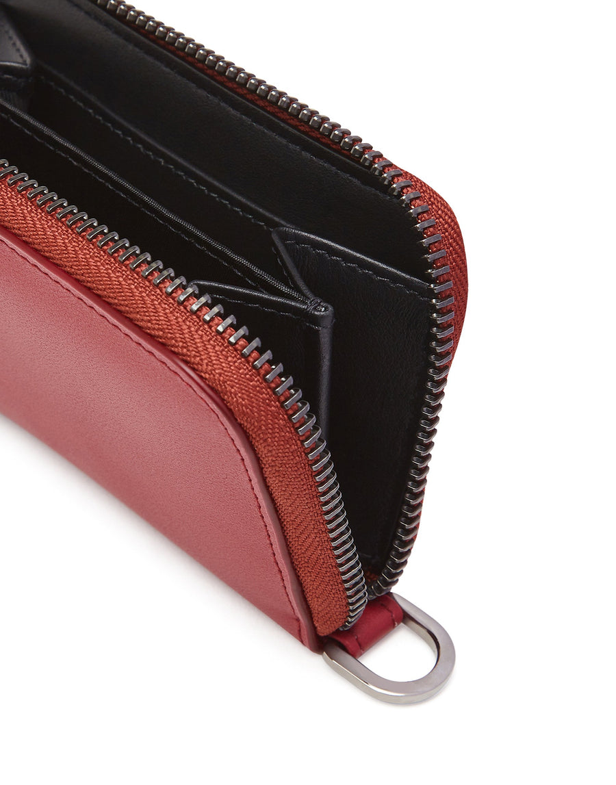 Zip-around mini wallet in calf leather with printed logo