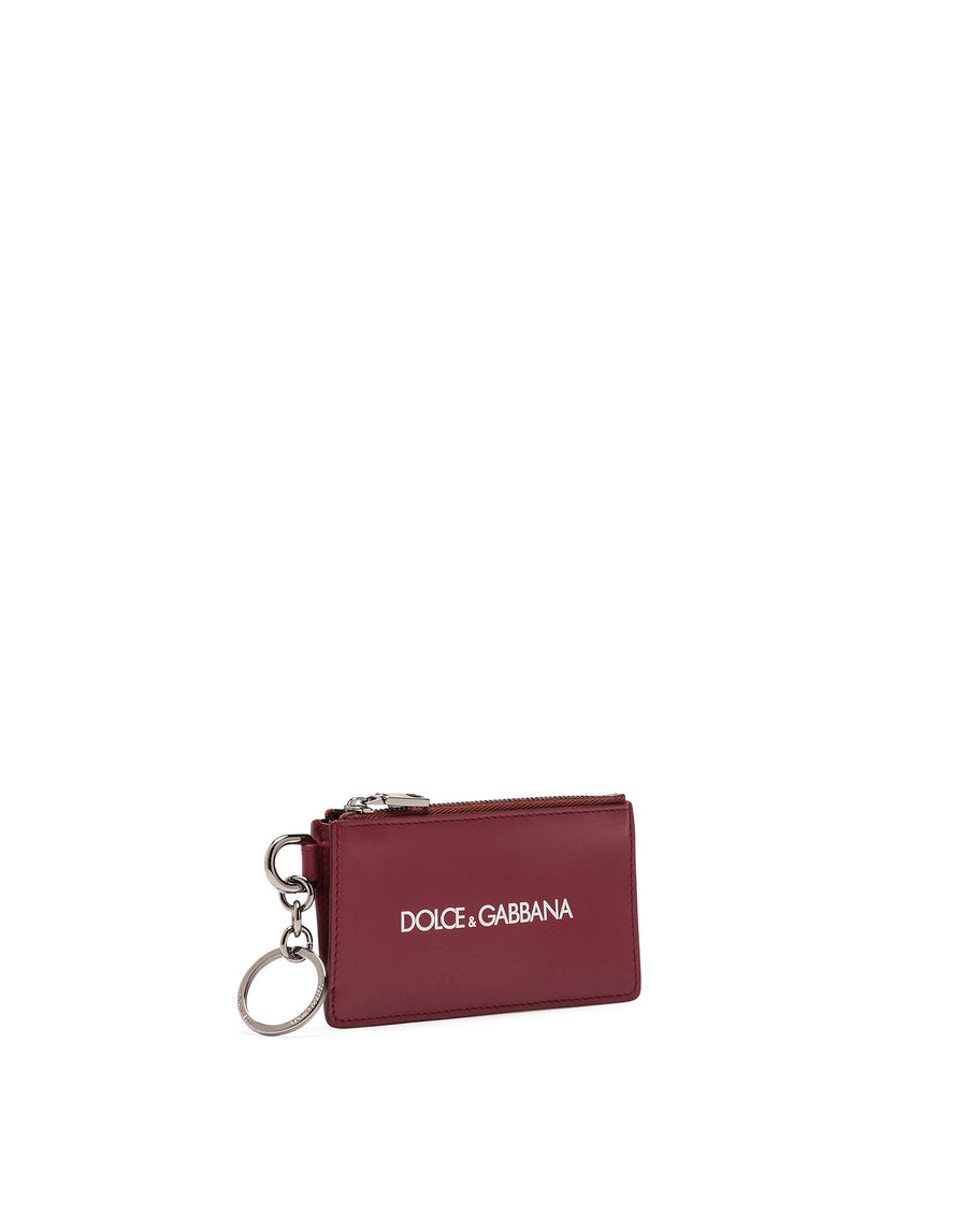 Cardholder in calf leather with printed logo