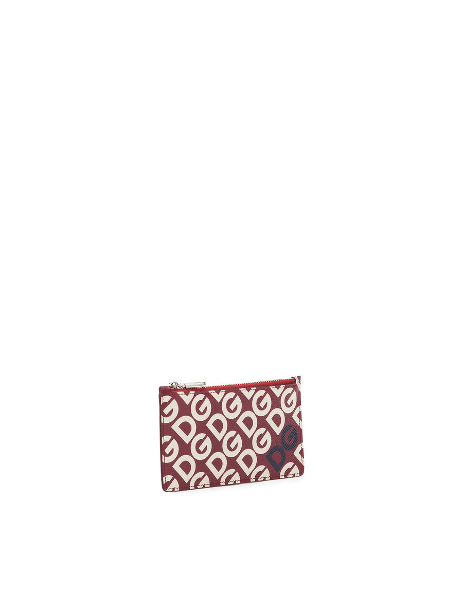 Calf leather card holder with all-over DG print