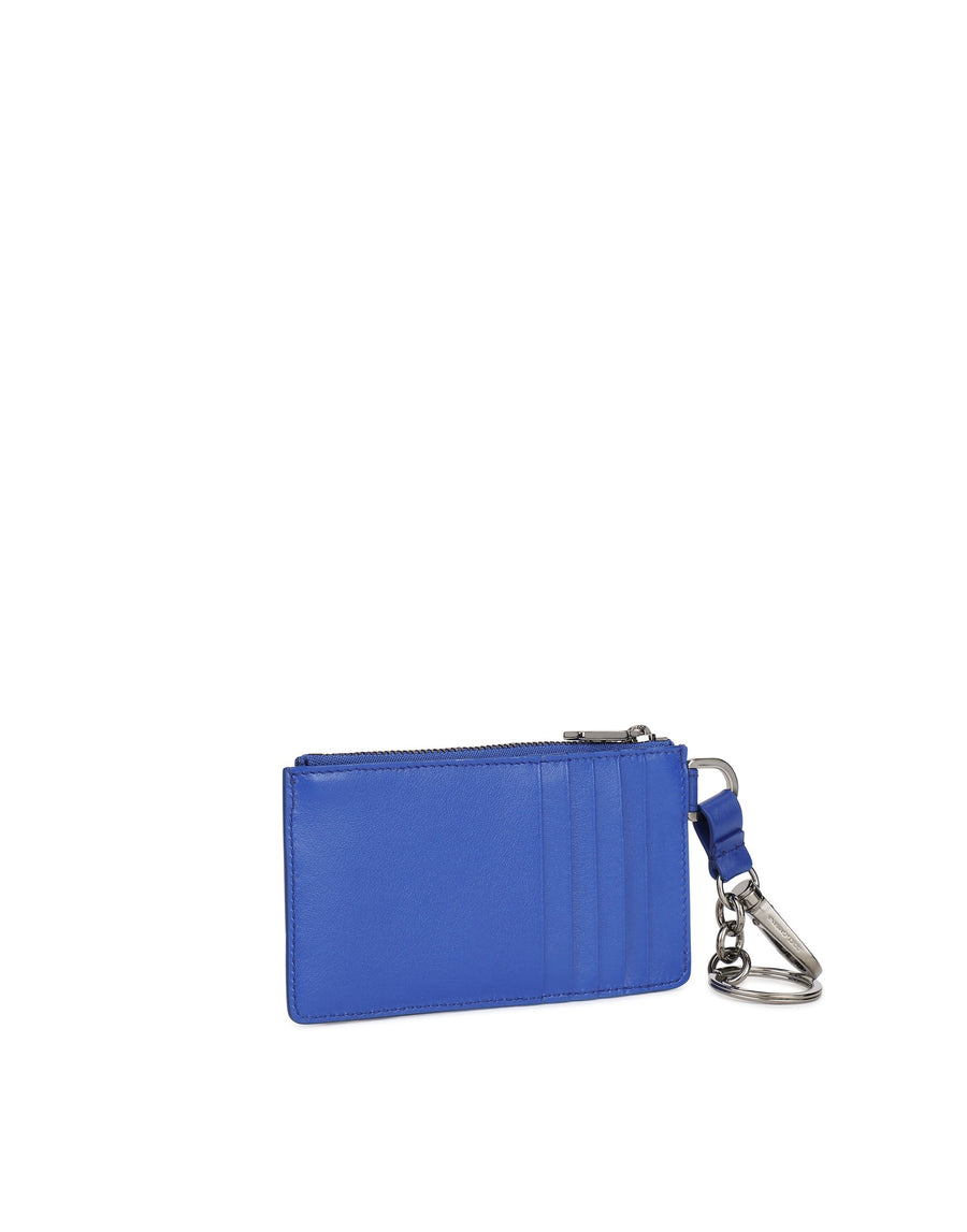 Calf leather card holder with ring and snap-hook