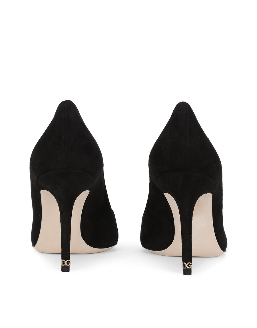 Pointed suede pumps with medium heel