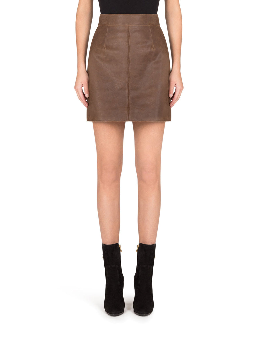 A-LINE MINISKIRT IN HAMMERED NAPPA LEATHER