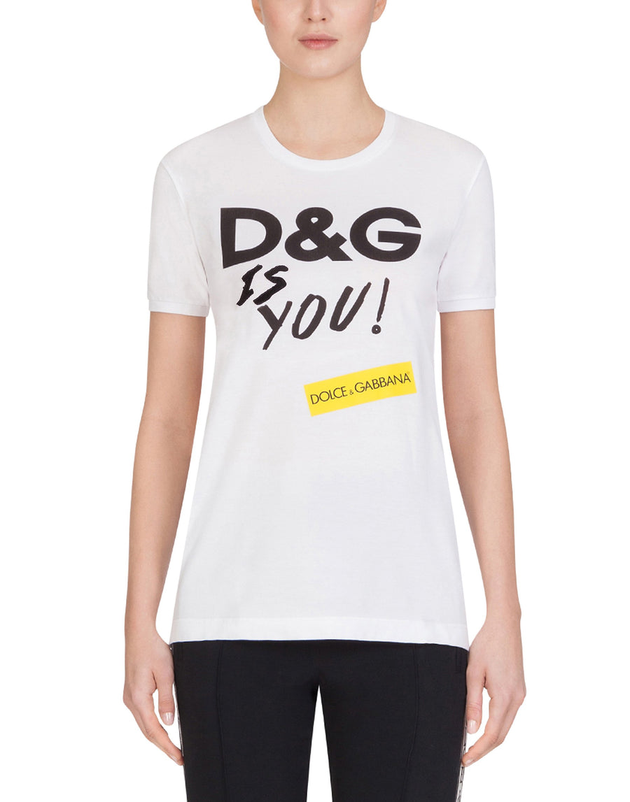 Crewneck t-shirt with DG is You print