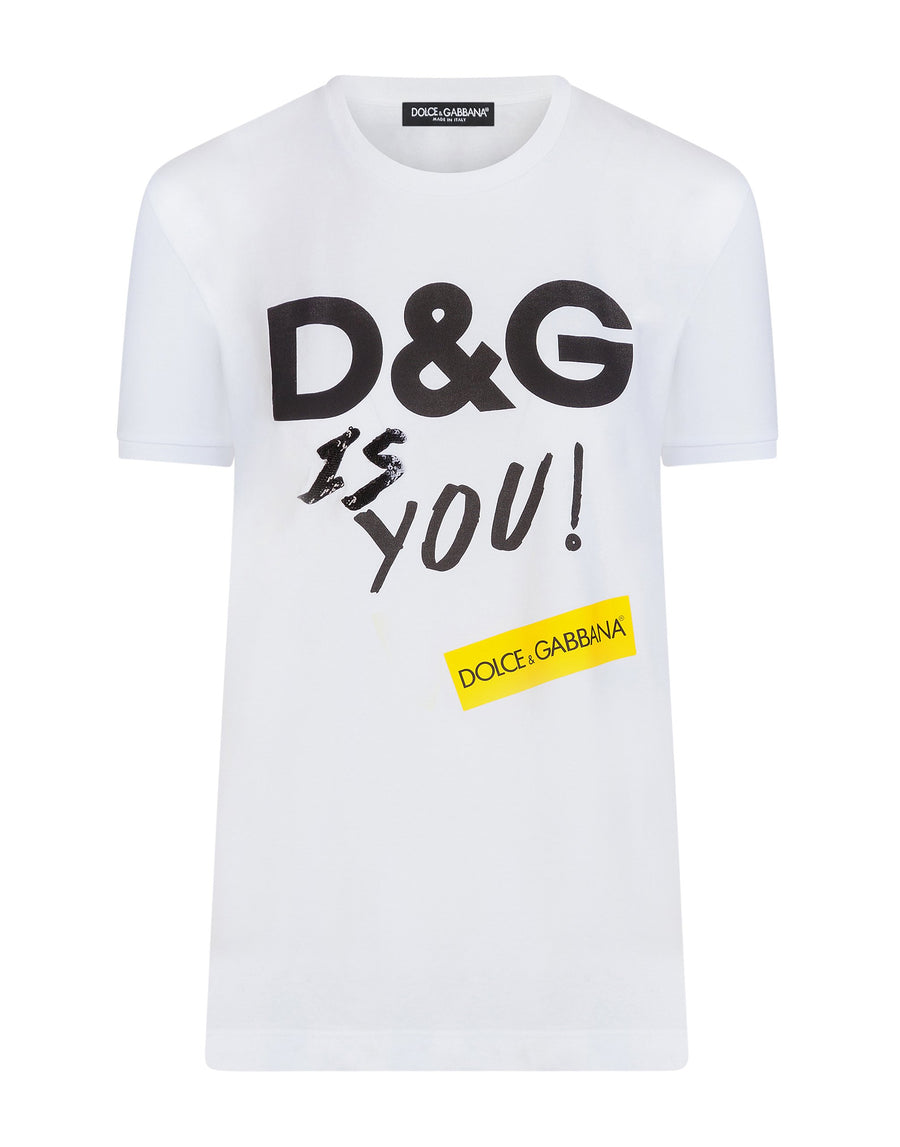 Crewneck t-shirt with DG is You print