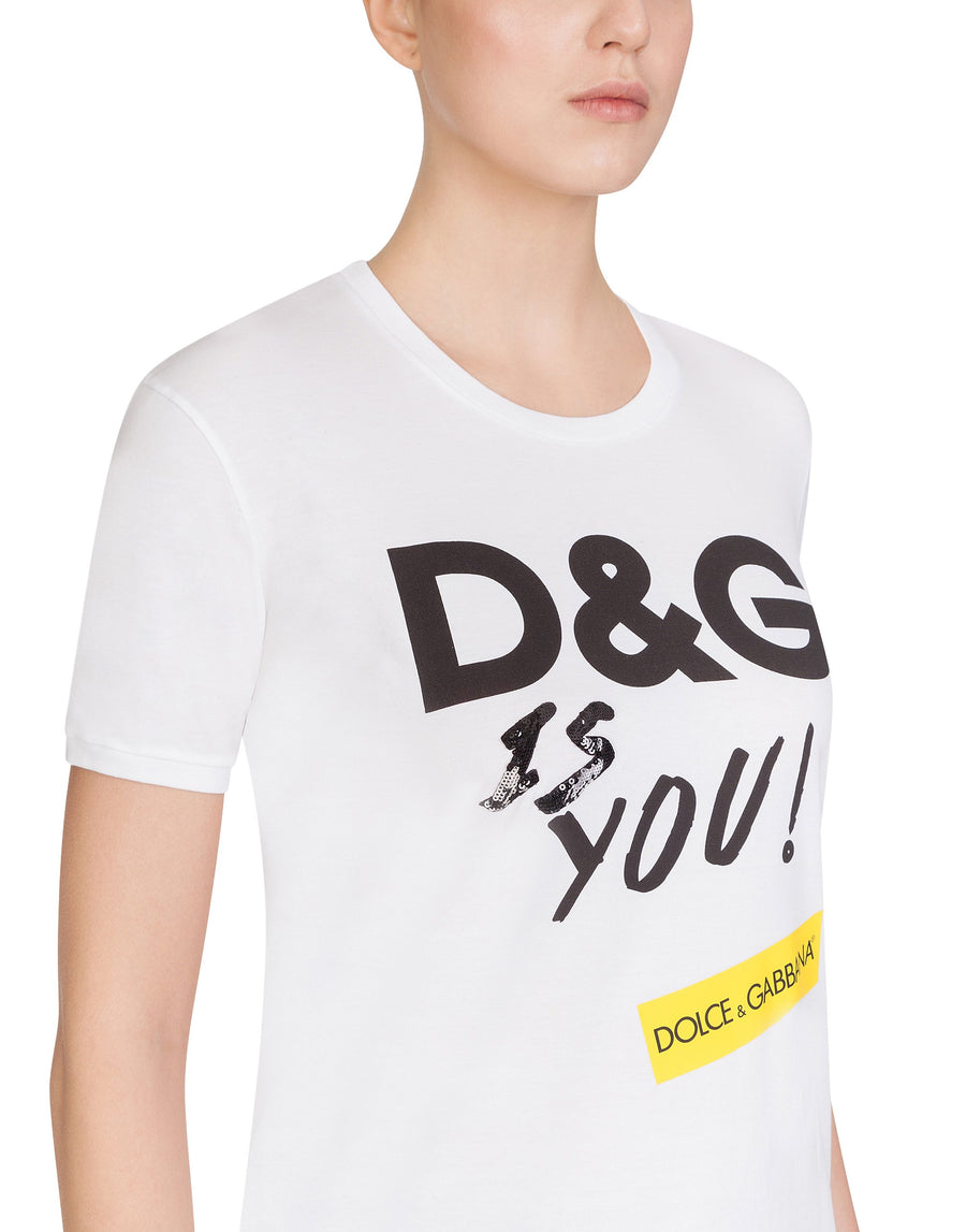 Crewneck t-shirt with DG is You print