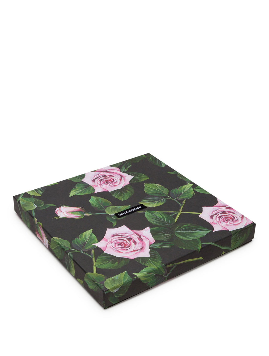 Cashmere and silk scarf with tropical rose print