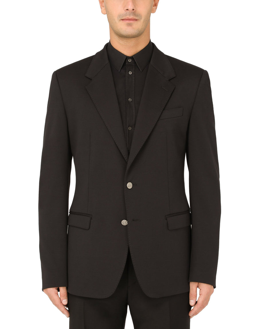 Dolce & Gabbana Jacket With Two Buttons In Solid-Coloured Nylon And Cotton