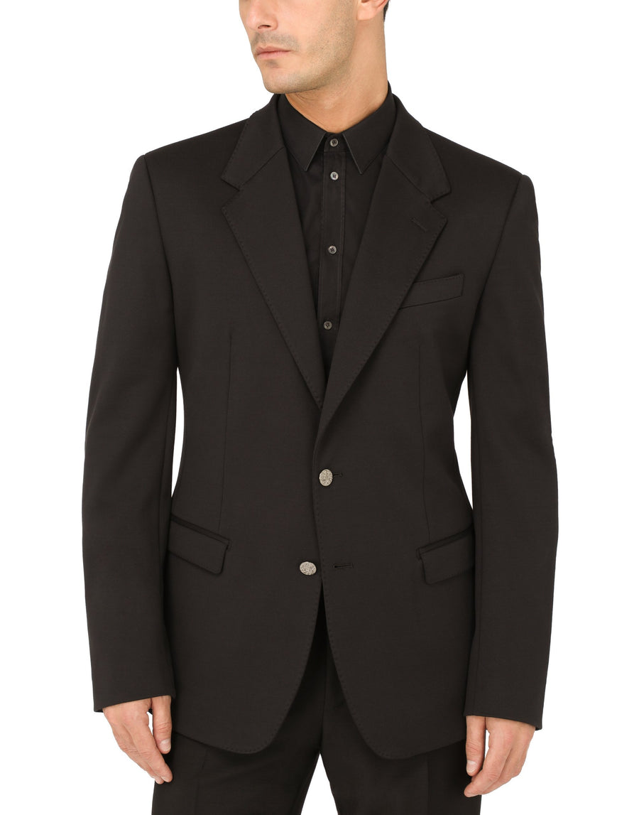 Dolce & Gabbana Jacket With Two Buttons In Solid-Coloured Nylon And Cotton