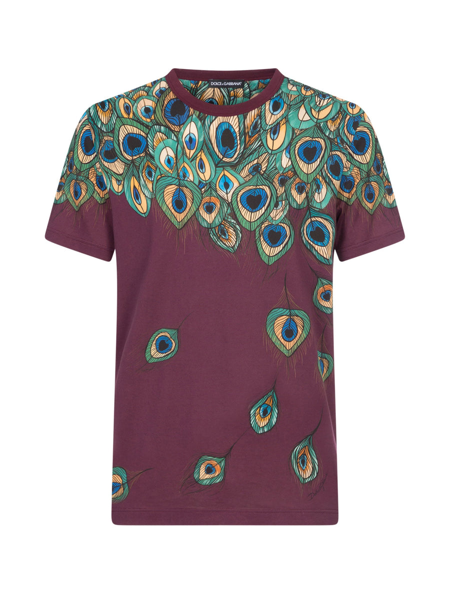 COTTON T-SHIRT WITH FEATHER PRINT