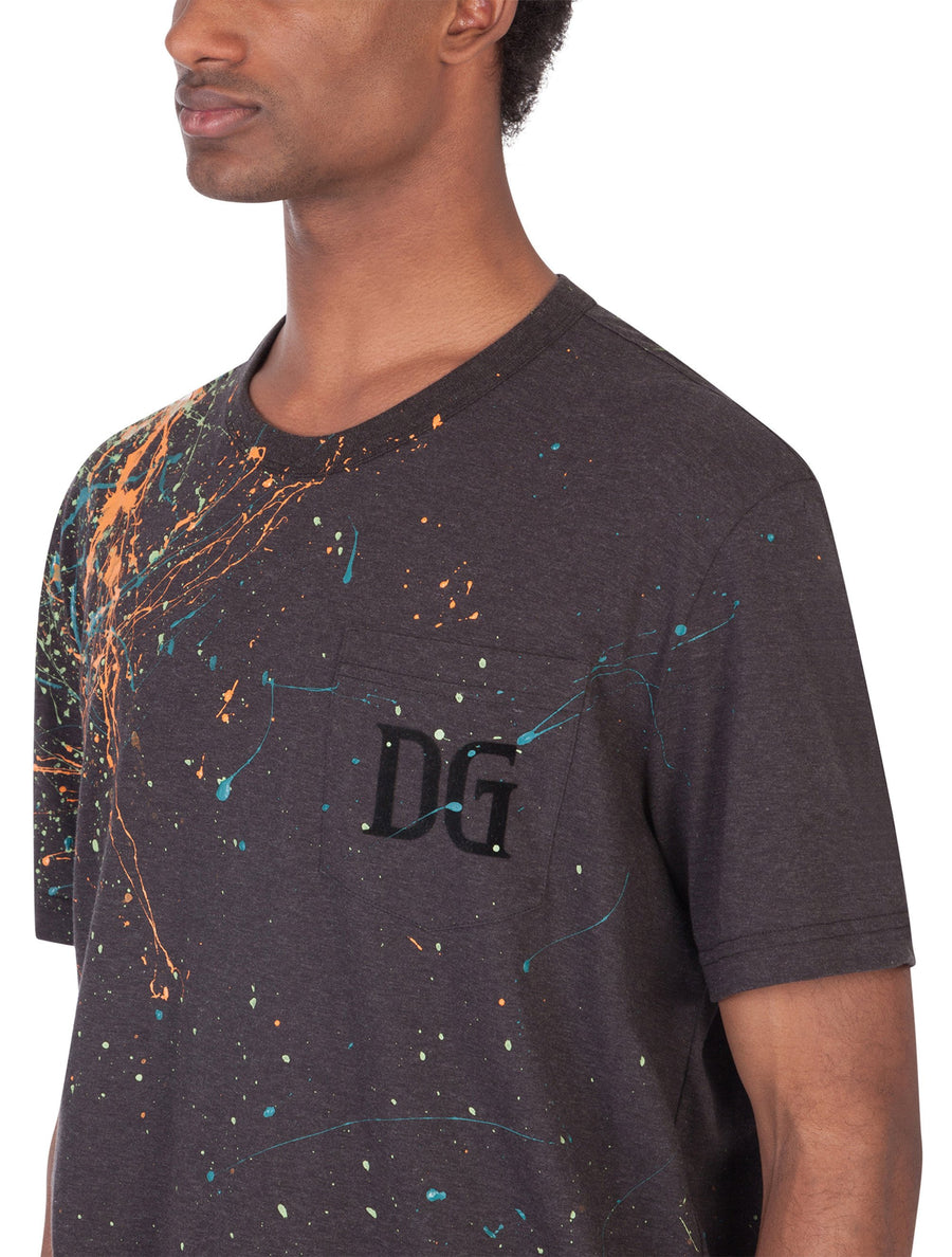 COTTON T-SHIRT WITH DRIPPING COLOR EFFECT