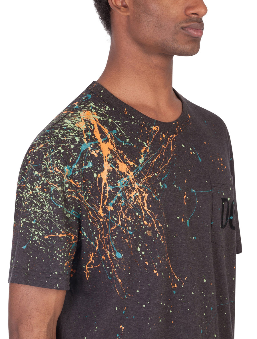 COTTON T-SHIRT WITH DRIPPING COLOR EFFECT