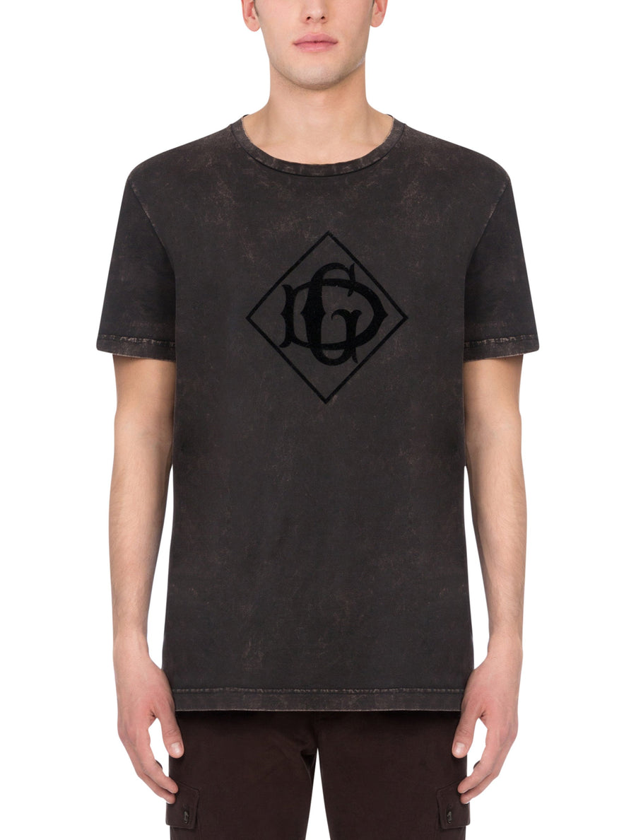 COTTON T-SHIRT WITH FLOCKED DG LOGO