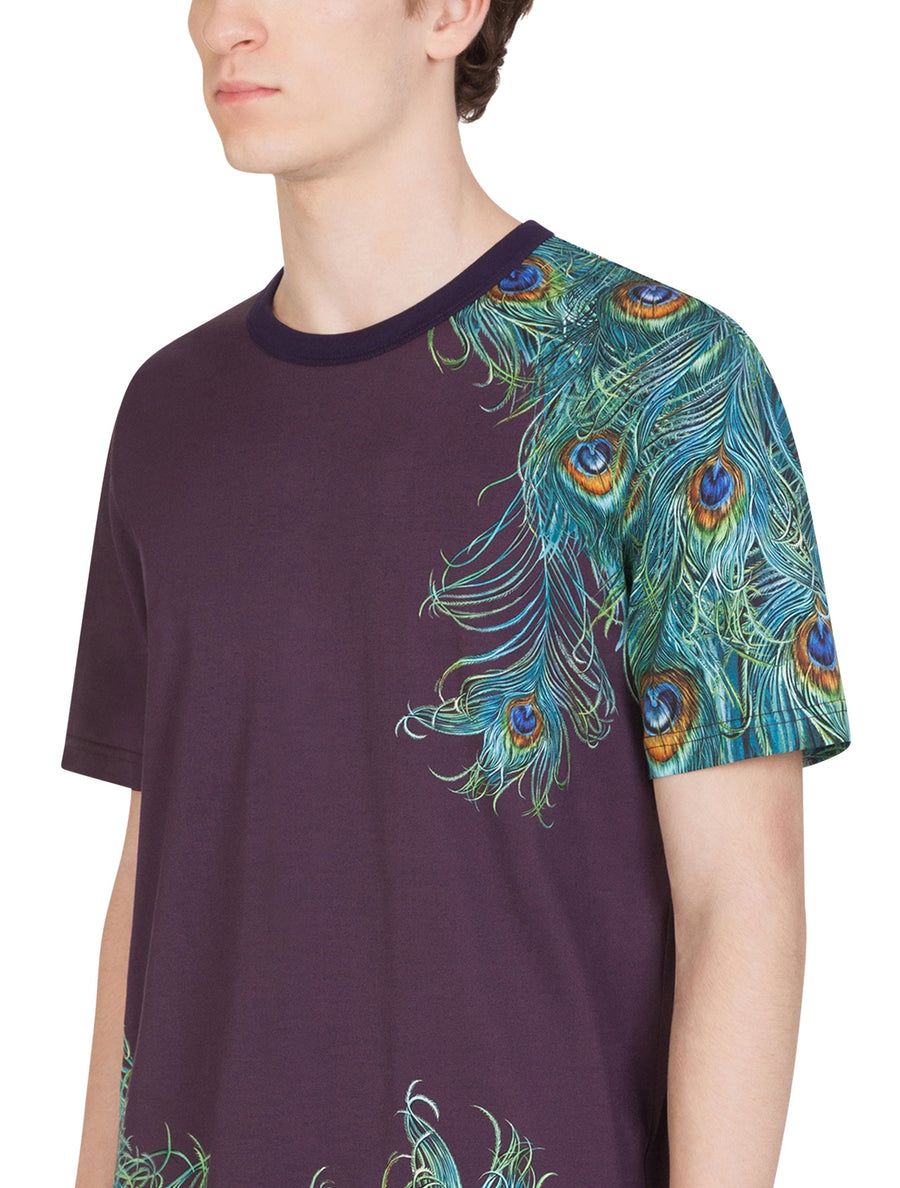 COTTON T-SHIRT WITH PEACOCK PRINT