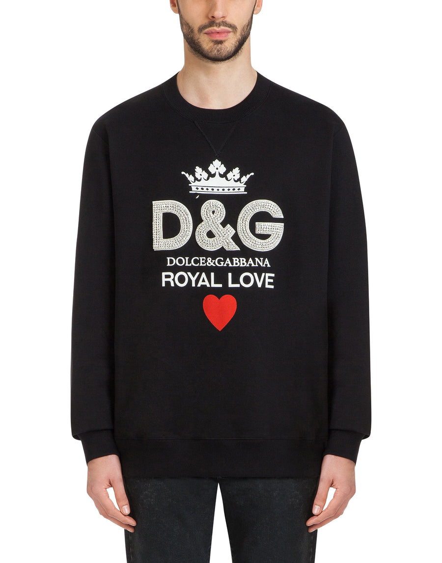 Crewneck sweatshirt with DG crown and rhinestones