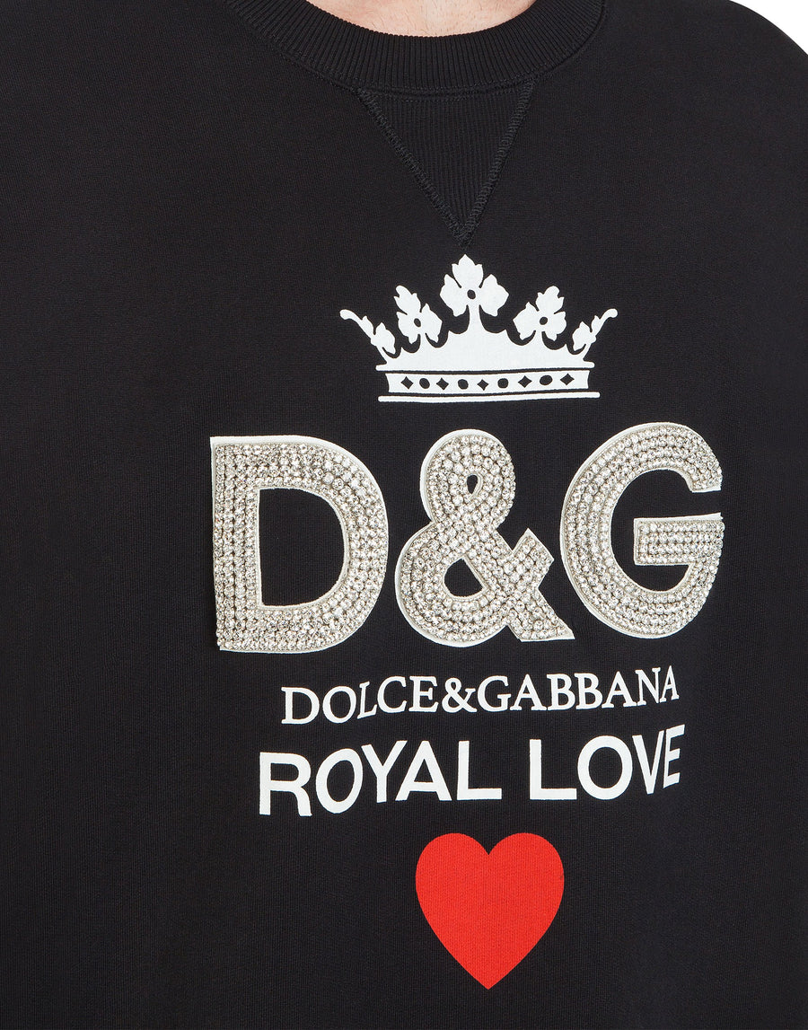 Crewneck sweatshirt with DG crown and rhinestones