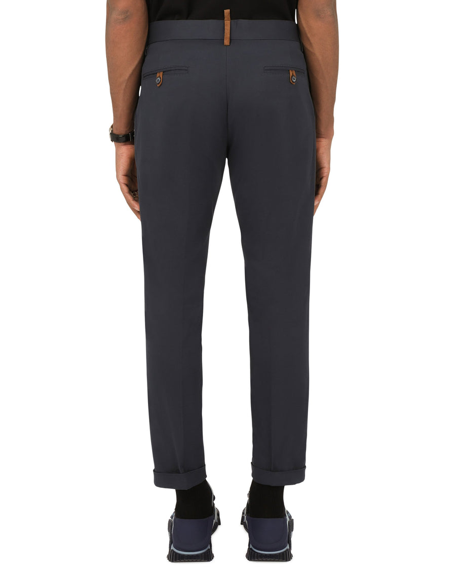 Cotton blend trousers with double button