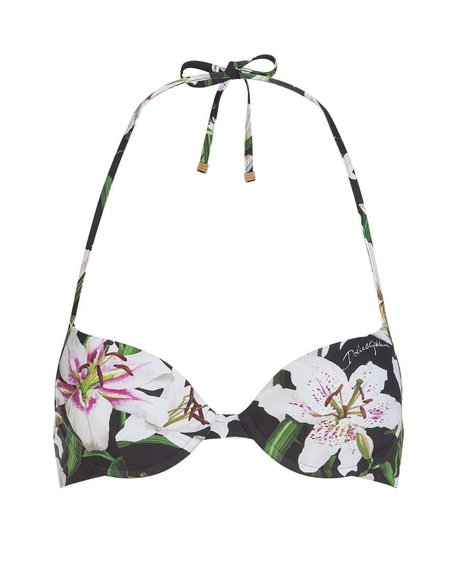 Push-up bikini top lilium print