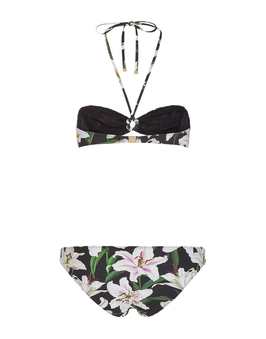 Bandeau bikini lilium print