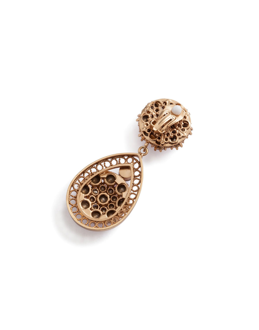 Drop-shaped pendant earrings with rhinestones