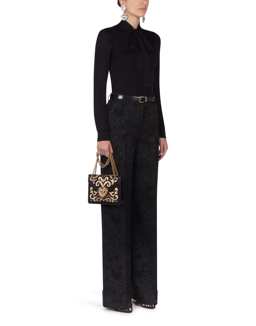 Flare jacquard trousers