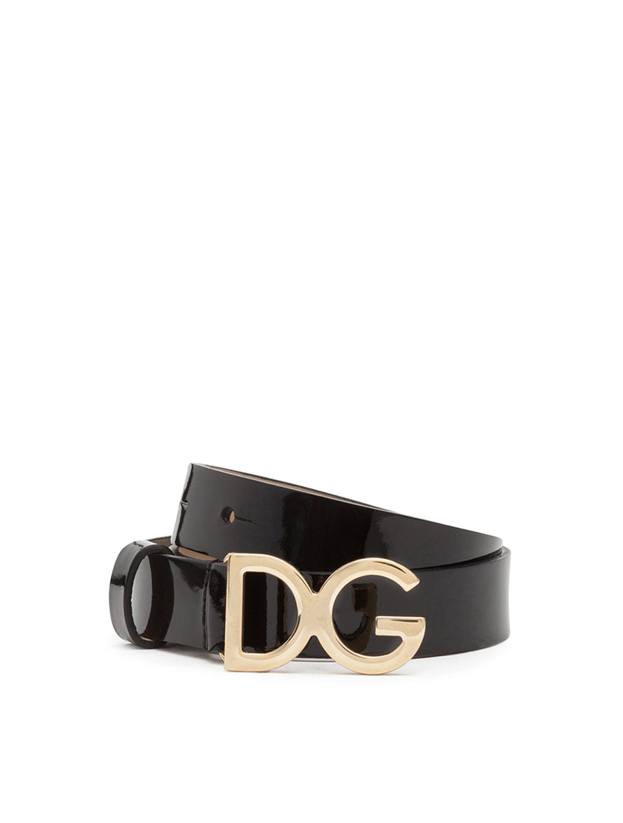 Patent leather belt with DG buckle