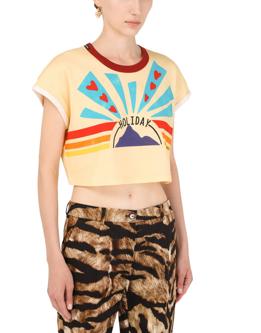 Crop t-shirt with Holiday DG print