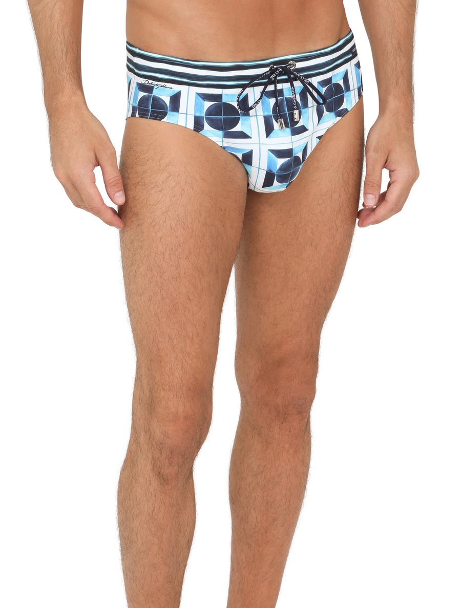 Majolica-print swim briefs