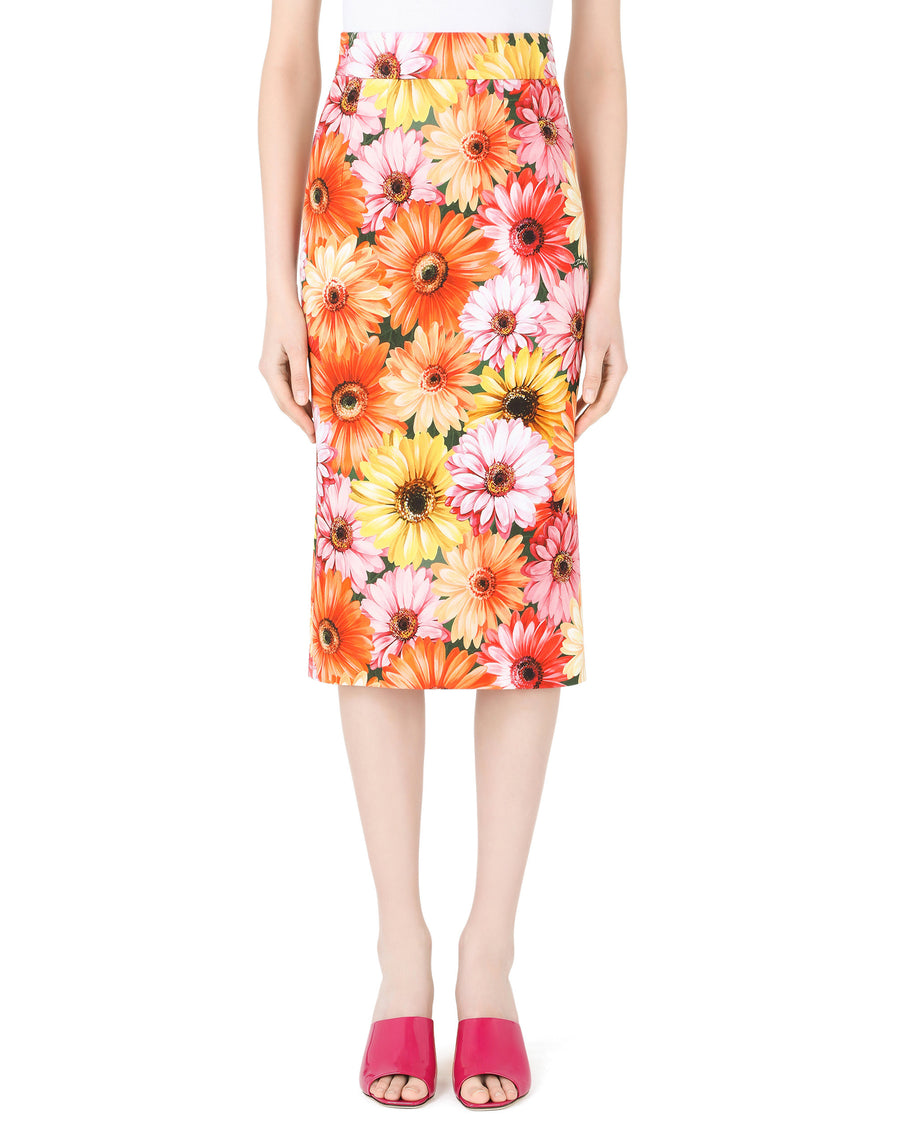 Cady midi skirt with gerbera-daisy print