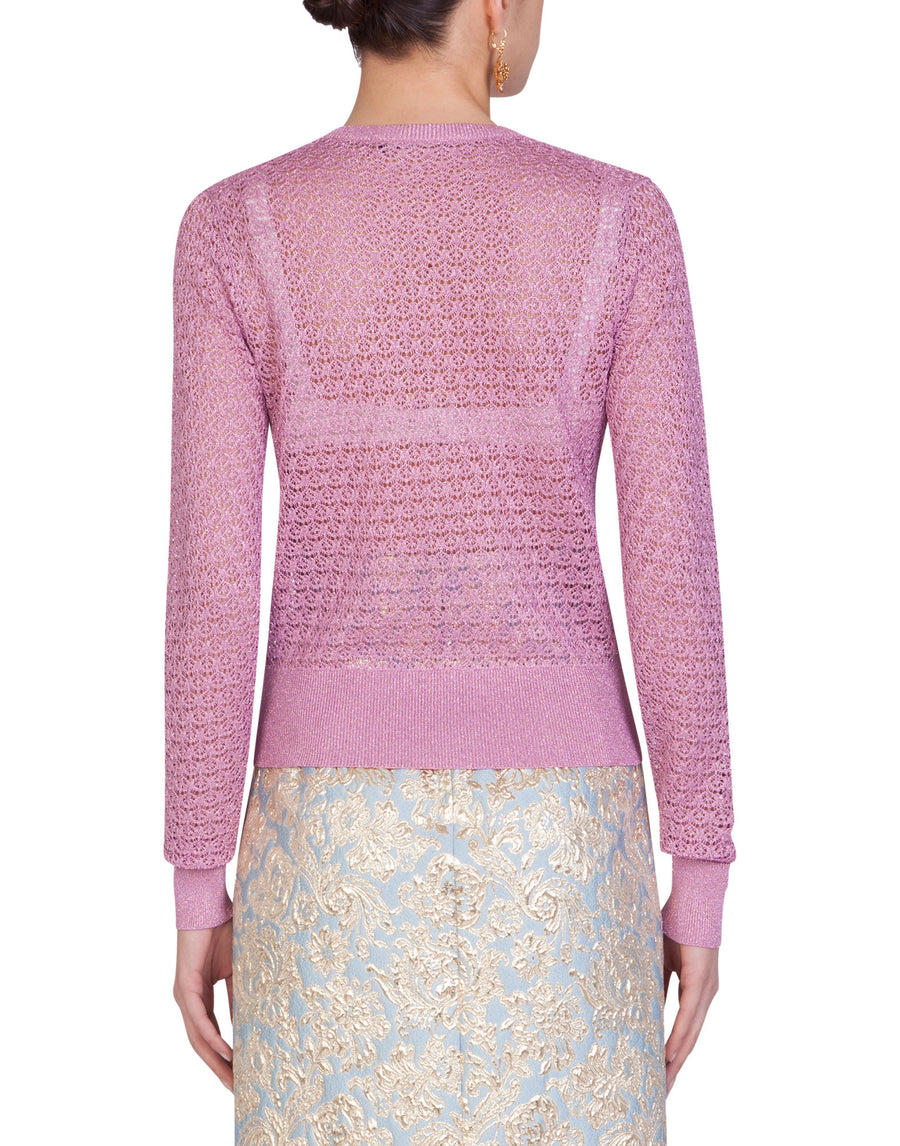 Lurex lace-stitch cardigan