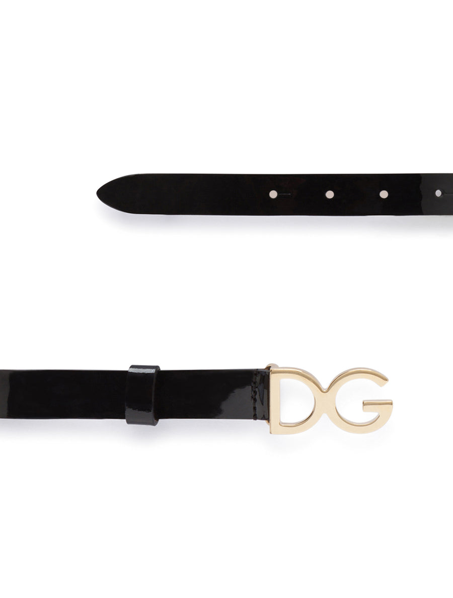 Patent leather belt with DG buckle