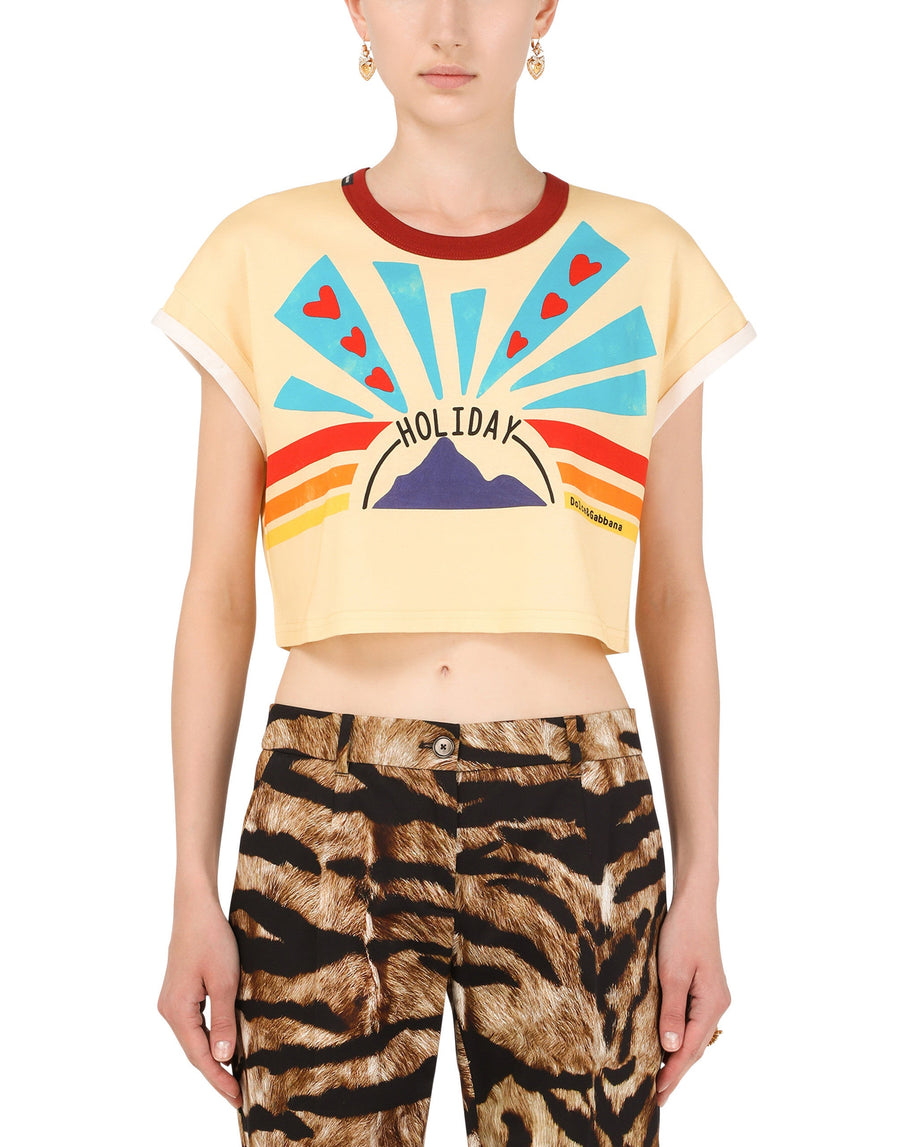 Crop t-shirt with Holiday DG print