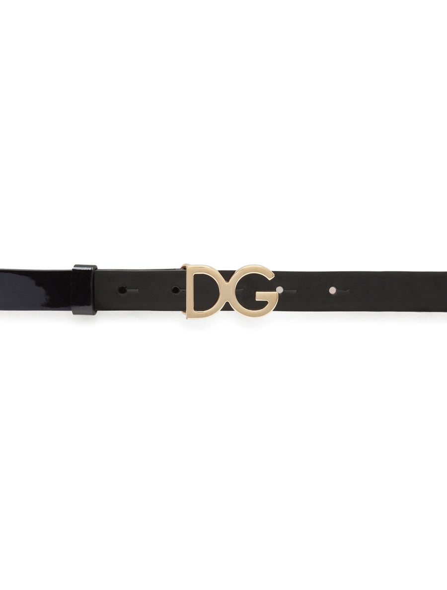 Patent leather belt with DG buckle