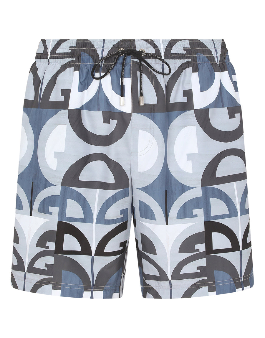 Mid-length swim trunks with DG print