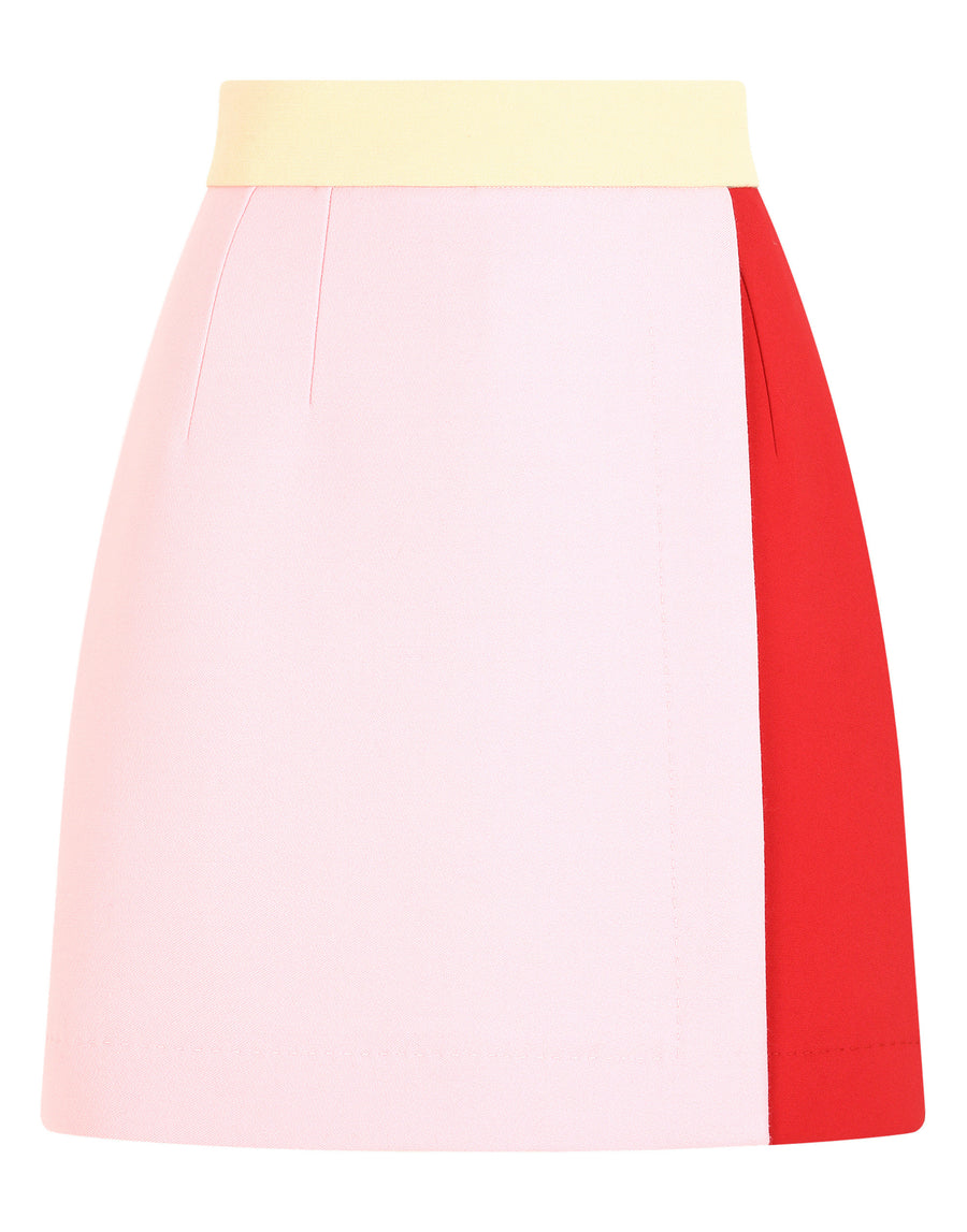 Short multi-colored double crepe skirt