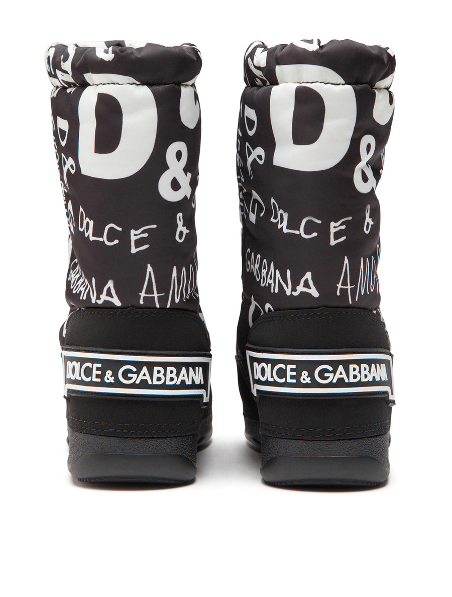 NYLON SNOW BOOTS WITH LOGO PRINT