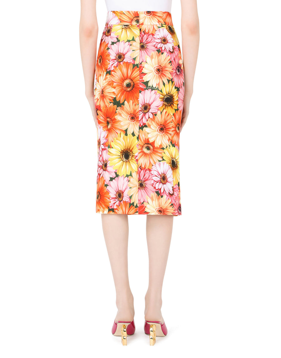 Cady midi skirt with gerbera-daisy print