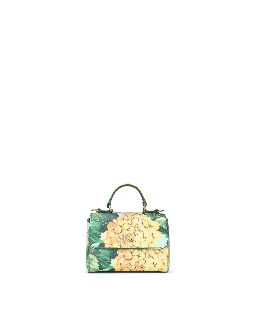 Hydrangea-print calfskin handbag