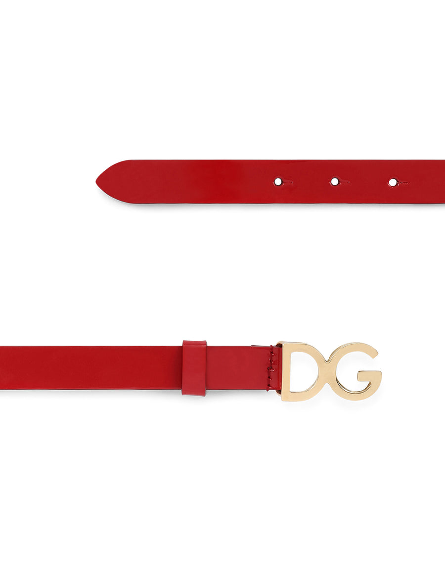 Patent leather belt with DG buckle