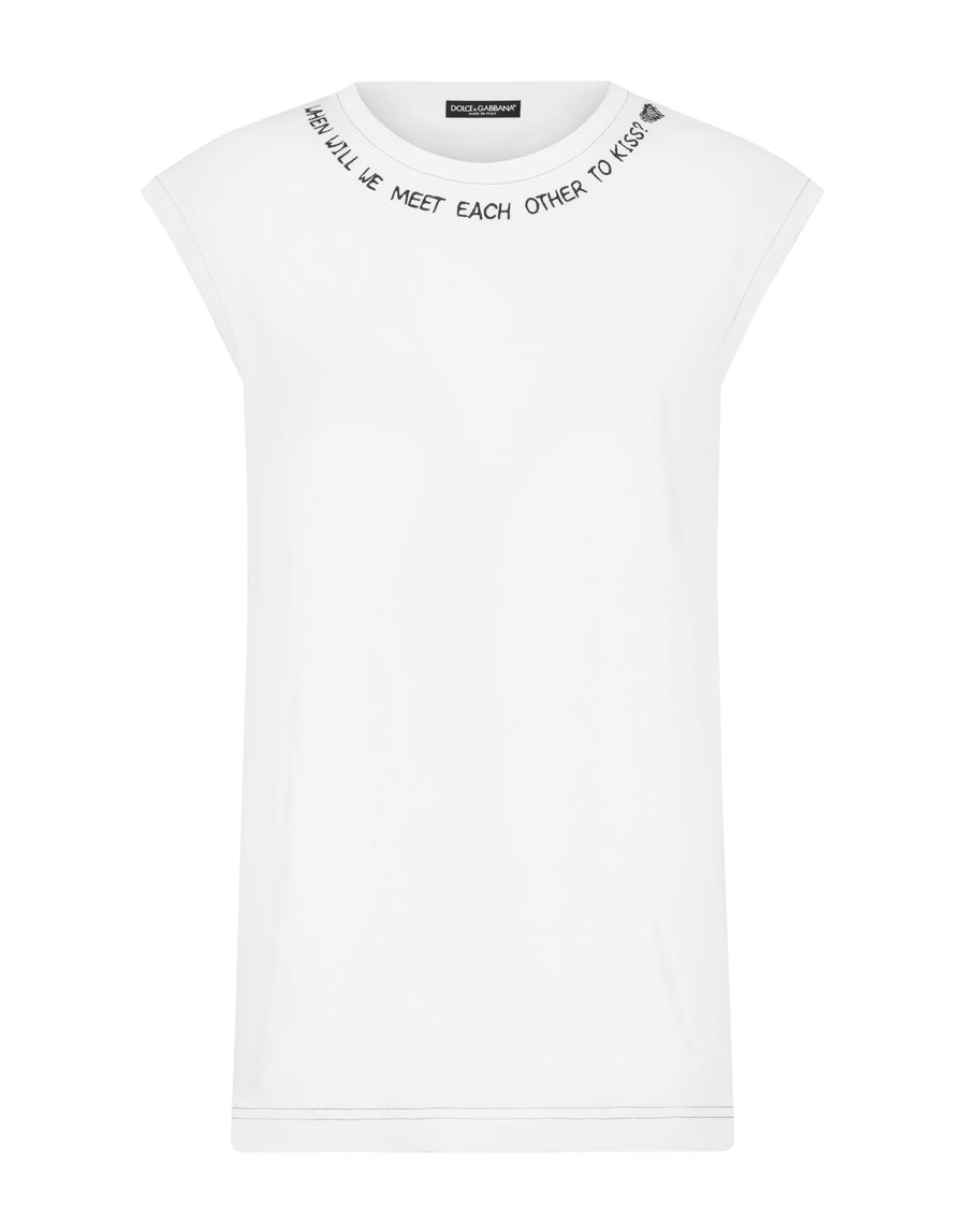 Oversize jersey tank top with embroidery