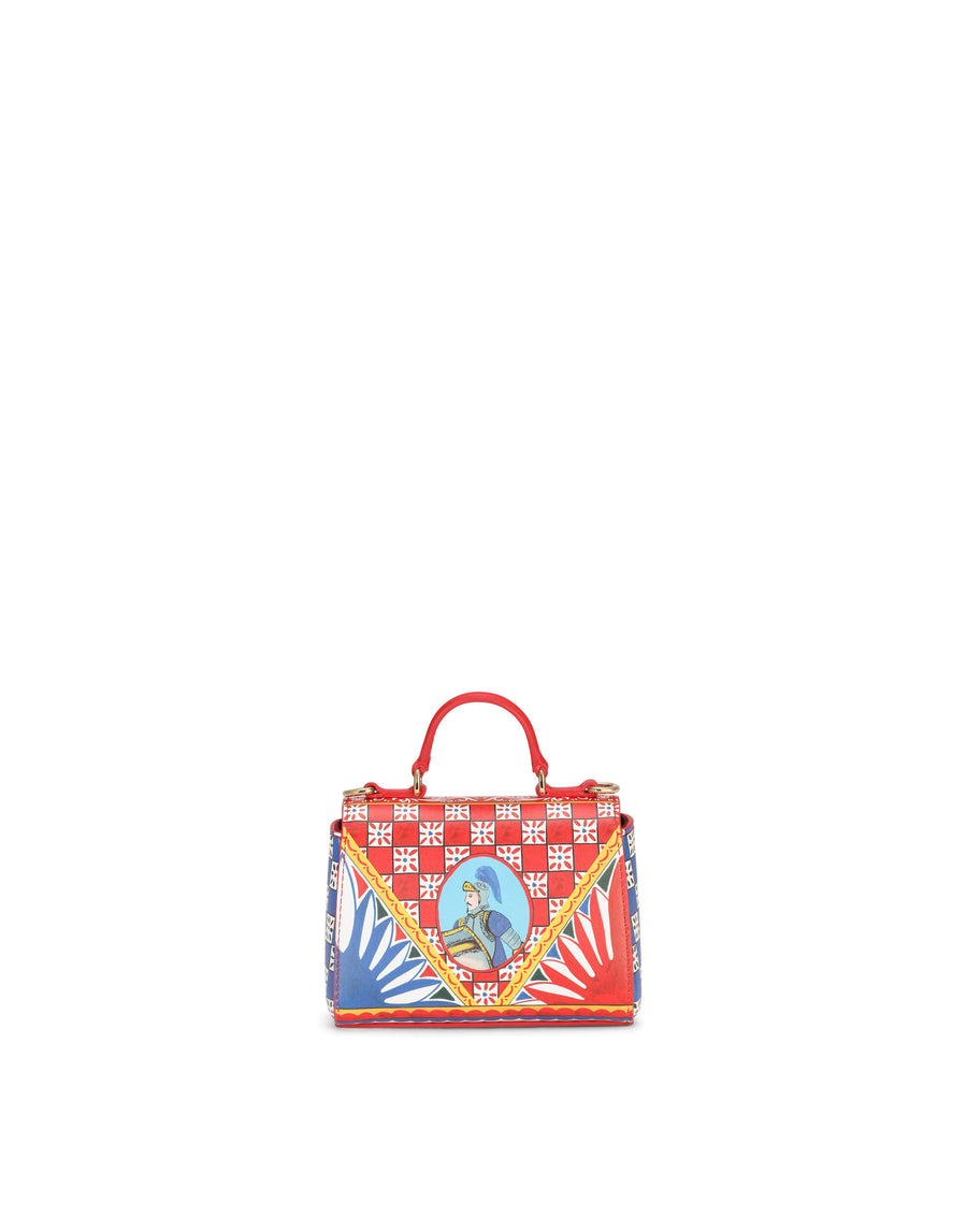 Calfskin handbag with Carretto print